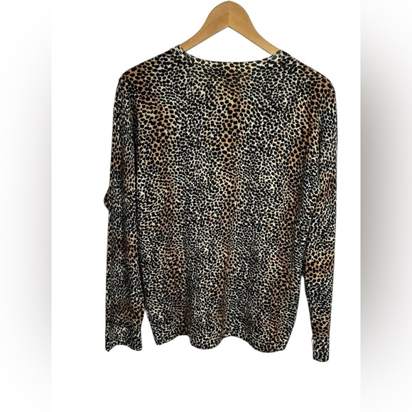 Equipment Femme Sweater Leopard Cheetah Animal Print 100% Wool Women's Size S - Picture 3 of 10